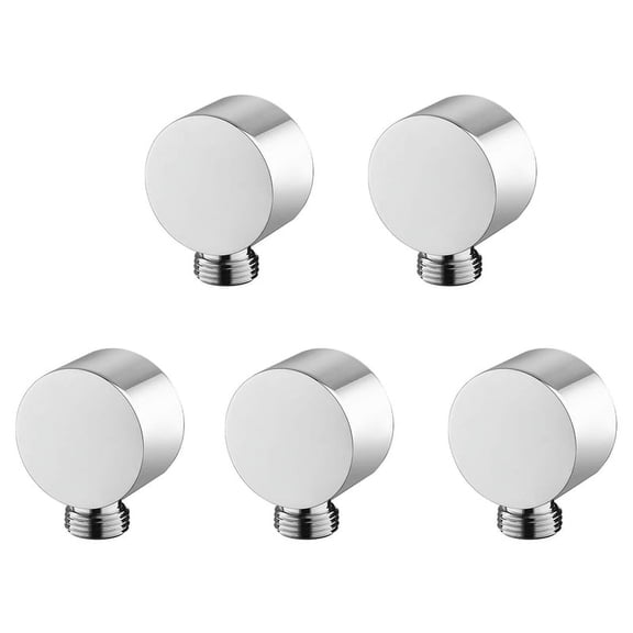 5X Wall Supply Elbow,Brass Round Wall Mount Shower Hose Connector Accessories G1/2Inch Water Outlet for Shower-Silver