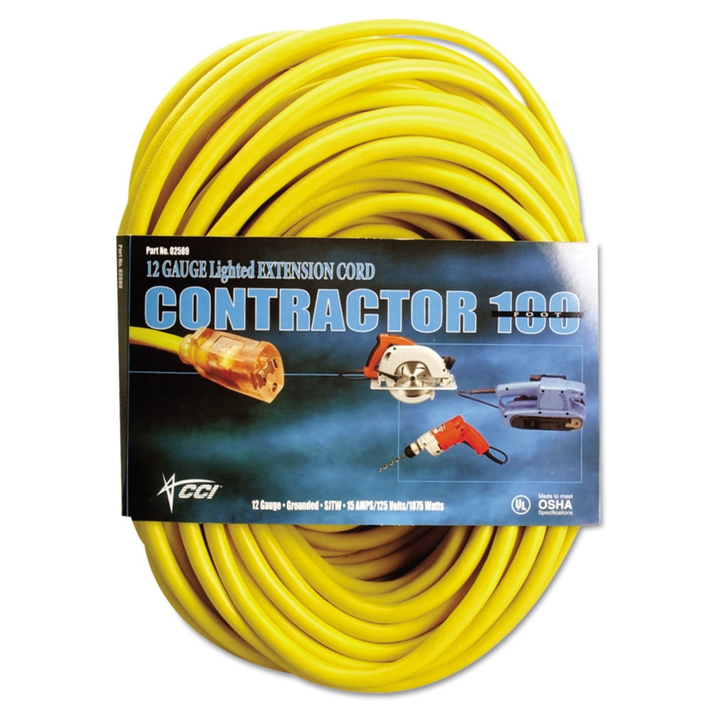 15' 12 Gauge White Indoor/Outdoor Extension Cord with Lighted End 