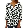 thumbnail image 1 of Pompotops Chemises Tuniques Imprimées Florales à Manches 3/4 Décontractées Col en V pour Femmes Chemises Basiques d'Été Blouse Plissée en Liquidation, 1 of 5