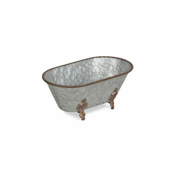 Jumbo Hammered Metal Bathtub Sculpture, Gray