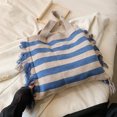 thumbnail image 2 of Bolsos de playa grandes para mujer Bolsos de hombro a rayas Bolso de hombro de tendencia con borlas, 2 of 8
