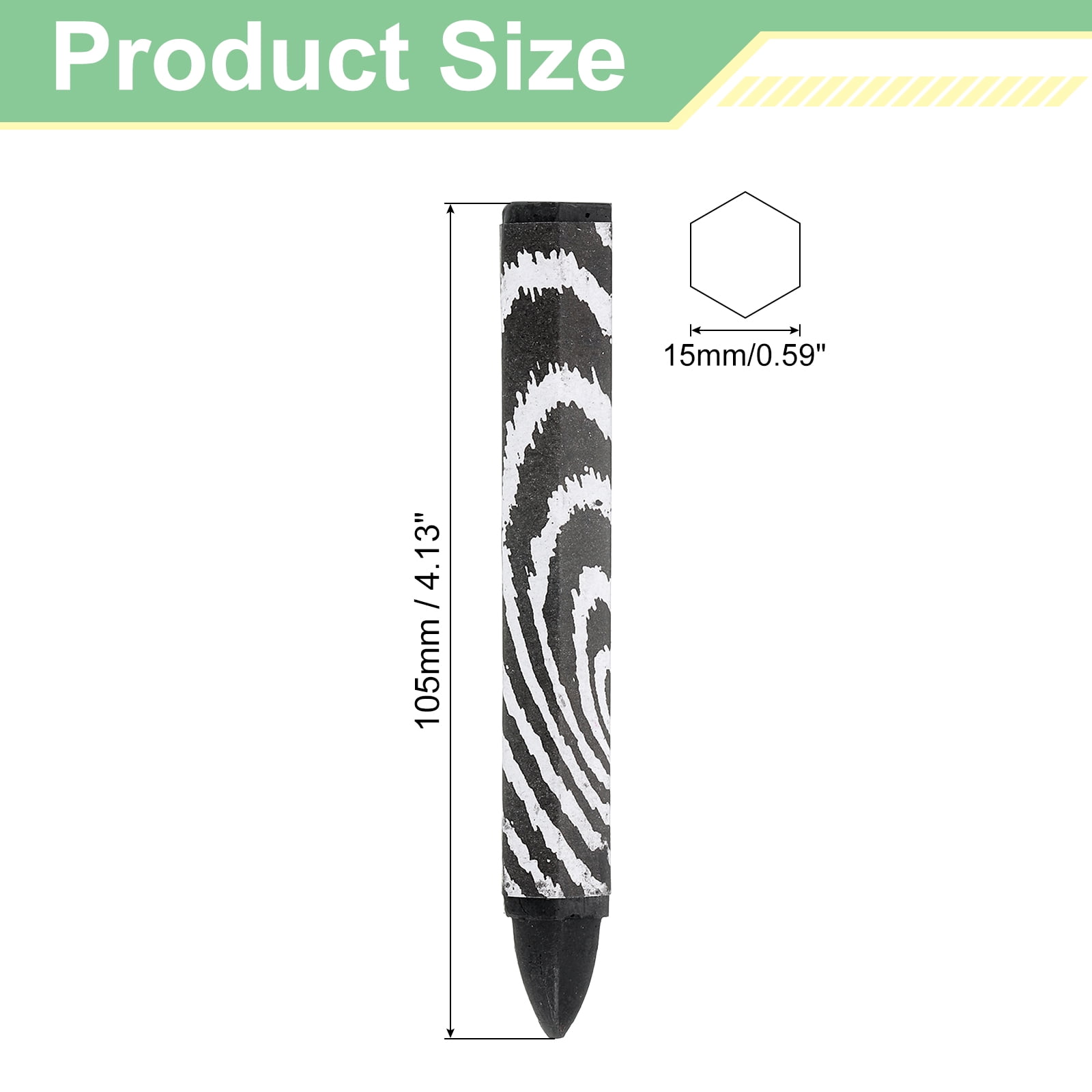 Uxcell Lumber Marking Crayons, 24 Pcs Black Hex Wax Tire Marker, 4.1" x 0.59" Hex Waterproof Drawing Crayons Furniture Marker for Wood, Glass, Cartons, Cloth, Stone, Ceramics