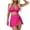 Hot Pink, variant on Womens Tummy Control Swimsuit Summer Solid Color Pleate V-Neck One Piece Bathing Suits Slimming Adjustable Straps Swimwear, S-2XL