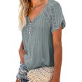 thumbnail image 2 of Sylvamorning Womens Solid Color Hollow Loose Short Sleeve Pullover T-shirt, 2 of 5