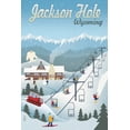 thumbnail image 1 of Jackson, Hole, Wyoming, Retro Mountain Town (16x24 Giclee Gallery Art Print, Vivid Textured Wall Decor), 1 of 3