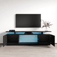 thumbnail image 3 of Eva-K TV Stand for TVs up to 80", Modern High Gloss 71" Entertainment Center, TV Media Console with Storage Cabinets and LED Lights, 3 of 8