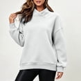 thumbnail image 3 of Horkkom Mock Neck Sweatshirt Solid Color Casual Long Sleeve Tops Oversized Pullover Fall Sweatshirt L, 3 of 6