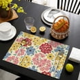thumbnail image 4 of Pioneer Flower Floral Print Pattern Summer Placemats Table Placemats Set Of 4-Linen Kitchen Washable Placemats Table Mats 12x18 Inch Non-Slip Heat Resistant, 4 of 6