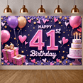 thumbnail image 4 of Pink Theme Happy 41st Birthday Banner Heart Decor 41st Birthday Display Balloon Design Gift Box Pattern Birthday Backdrop for 41st Birthday Party Adult Birthday Celebration Indoor Party Decoration, 4 of 8