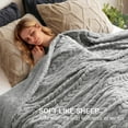 thumbnail image 4 of PHF Fluffy Sherpa Blanket Queen Size, Ultra Soft 510GSM 3D Jacquard Thick Shaggy Fleece Plush Blanket for Sofa Bed, Grey, 90"x90", 4 of 9
