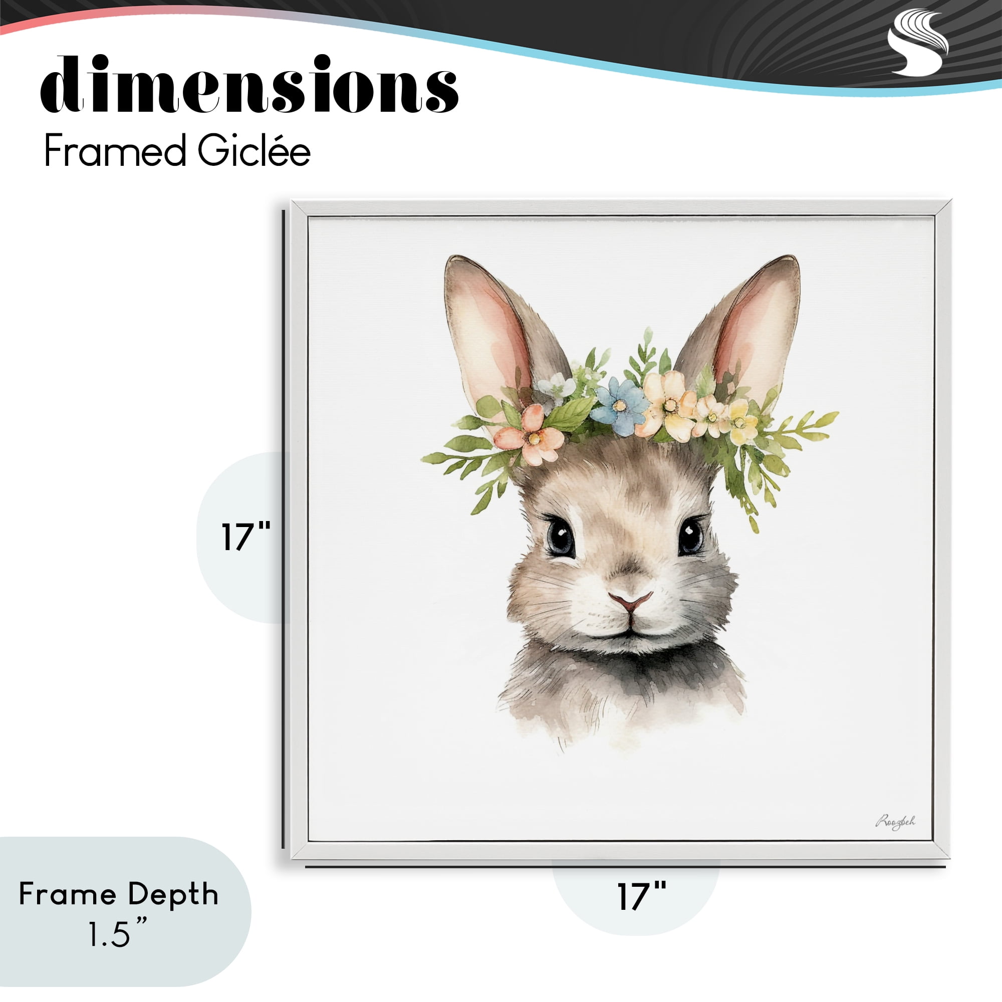 Stupell Industries Woodland Rabbit Flower Crown White Framed Giclee Art, design by Roozbeh