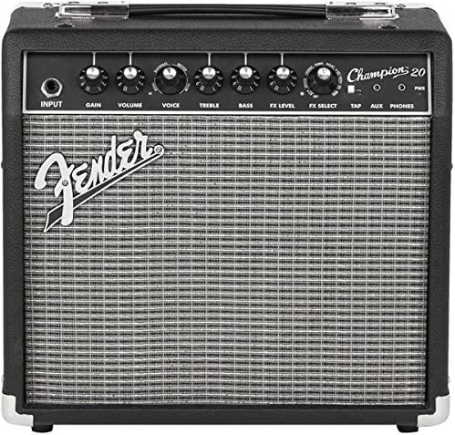 Fender Champion 20 Guitar Amplifier Bundle with Instrument Cable, 24 Picks, and Austin Bazaar Polishing Cloth
