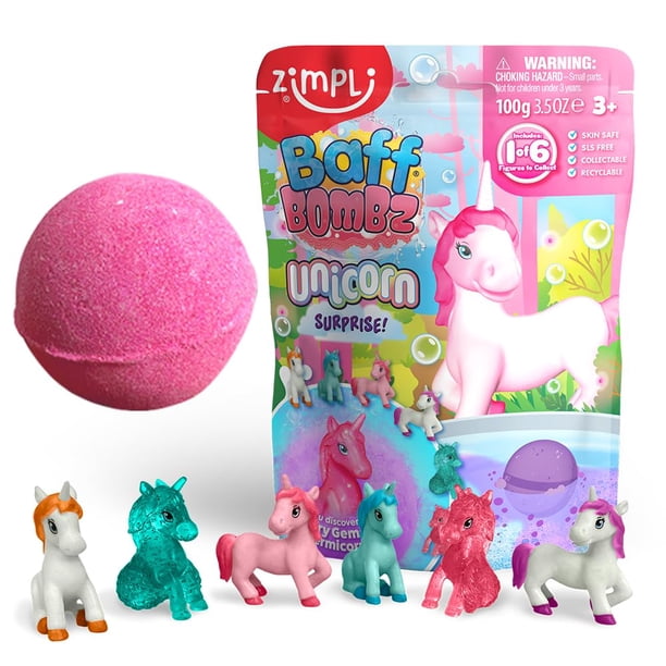 Bomba de baño grande ZIMPLI con sorpresa de unicornio y juguete 100 g