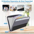 thumbnail image 4 of Document organizer folders, file wallets with 13 plastic pockets, portable accordion file cabinet, 4 of 5
