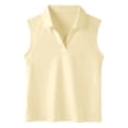 thumbnail image 3 of lnmuld Girls Solid Color Sleeveless V-Neck Polo Shirt Color:Yellow,Size:7-8 Years, 3 of 6