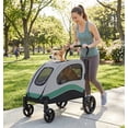 thumbnail image 1 of Extra Large Dog Stroller, Steel Pipe Dog Cart & Dog Push Cart with Wheels, Brakes and Shock Absorption, Foldable Dog Stroller with Adjustable & Removable Handle for Large Pets, Green, 1 of 9