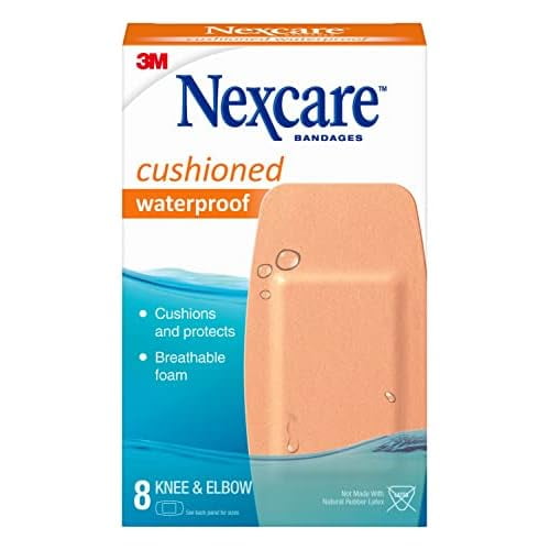 Nexcare Waterproof Cushioned Bandages, Knee & Elbow, 2 x 4 in, 8 Count