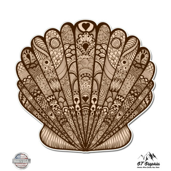 Seashell Tangle Trendy Style - 3" Vinyl Sticker - For Car Laptop I-Pad Phone Helmet Hard Hat - Waterproof Decal