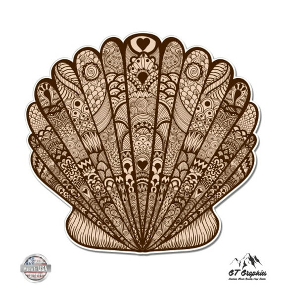 Seashell Tangle Trendy Style - 3" Vinyl Sticker - For Car Laptop I-Pad Phone Helmet Hard Hat - Waterproof Decal