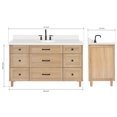 thumbnail image 5 of ARIEL Monroe 61 Inch Single Oval Sink Bathroom Vanity With Pure White Quartz Countertop 1.5 Inch Edge In Oak, 5 of 8