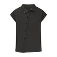 thumbnail image 4 of Womens Shirts Cotton Linen High Neck Cap Sleeve Casual Spring Summer T Shirts for Women Black M, 4 of 5