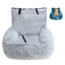 Unique Bargains Dog Car Seat Pet Travel Bed with Soft Removable Cushion Safe Comfortable Washable Car Seat for Pets Easy to Install in All Vehicles Light Gray