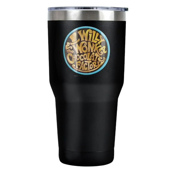 Willy Wonka And The Chocolate Factory Logo Stainless Steel Tumbler 30 oz Coffee Travel Cup, Vacuum Insulated & Double Wall with Leakproof Sliding Lid