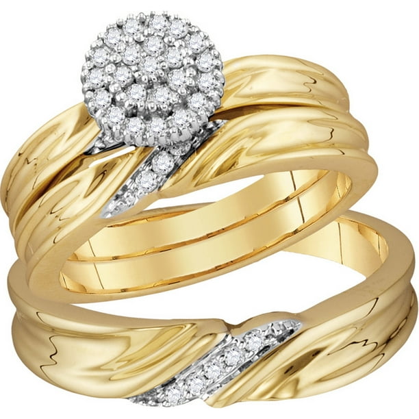 AA Jewels - Sizes - L = 7, M = 10 - 10k Yellow Gold Diamond Trio His ...