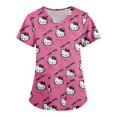 thumbnail image 1 of Mejor belleza playera de uniforme de trabajo para mujer, ropa de trabajo veterinaria con cuello en V, algodón puro, lindas caricaturas, clínica dental de enfermería, 1 of 4