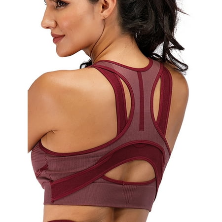Women's Sports Bra High Impact Support Bounce Control Wirefree Mesh Racerback Top