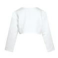 thumbnail image 2 of Manyakai Toddler Girls Satin Cardigan Bolero Long Sleeve Shrug Jacket Wedding Party Dress Cover Up White 5-6, 2 of 7