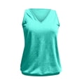 thumbnail image 4 of 2025 Womens Fashion Tank Tops Summer Loose Sleeveless Shirts with Banded Bottom Casual V Neck Sleeveless Solid Color Shirt Going Out Outfit Basic Cami Shirts(Blue,XXL), 4 of 5