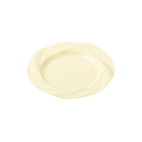 HuiXinOu Breakfast Plates, Restaurant Style Ceramic Look Round Dish Set, Cream Color Serving Plates for Dining, Home Kitchen and Cafe Use, Durable Dinnerware