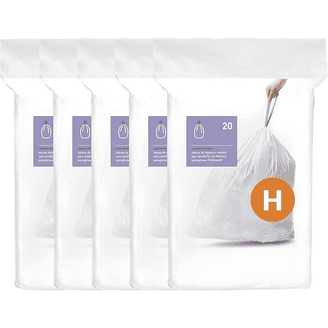 simplehuman 45L/12G Custom Fit Plastic Garbage Bags, Drawstring