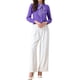thumbnail image 2 of Blusa de trabajo de manga larga con botones y cuello atado para mujer INSPIRE CHIC XL púrpura, 2 of 6