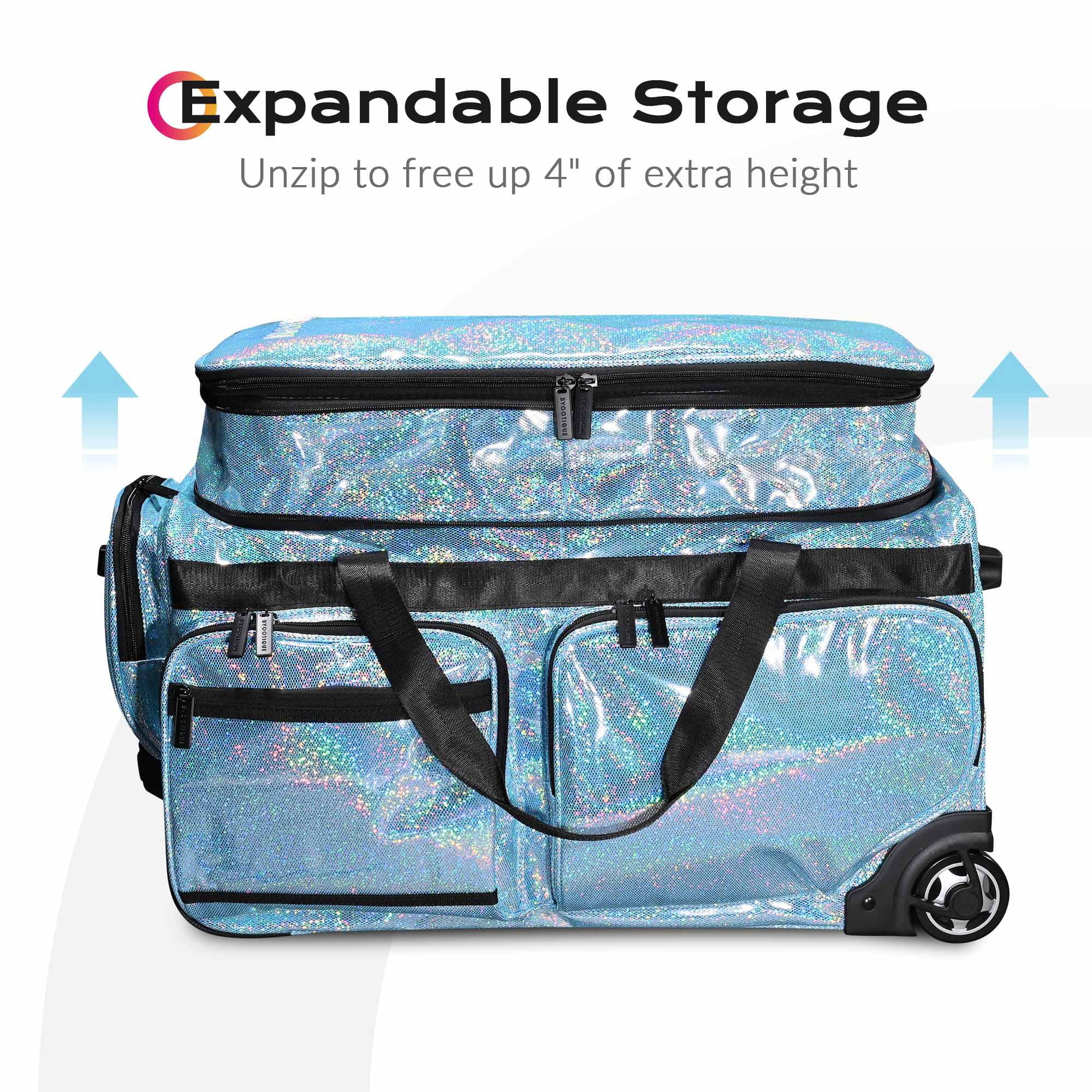 Byootique Dance Bag with Wheels Travel Duffle Bag Expandable Storage FA Sapphire