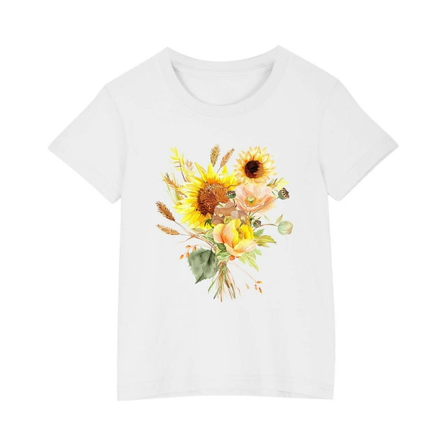 Birdeem Chemises pour Filles Tout-Petits Enfants Garçons Filles T-Shirt en Coton Mode Mignon Col Rond Imprimé Tee Manches Courtes Haut