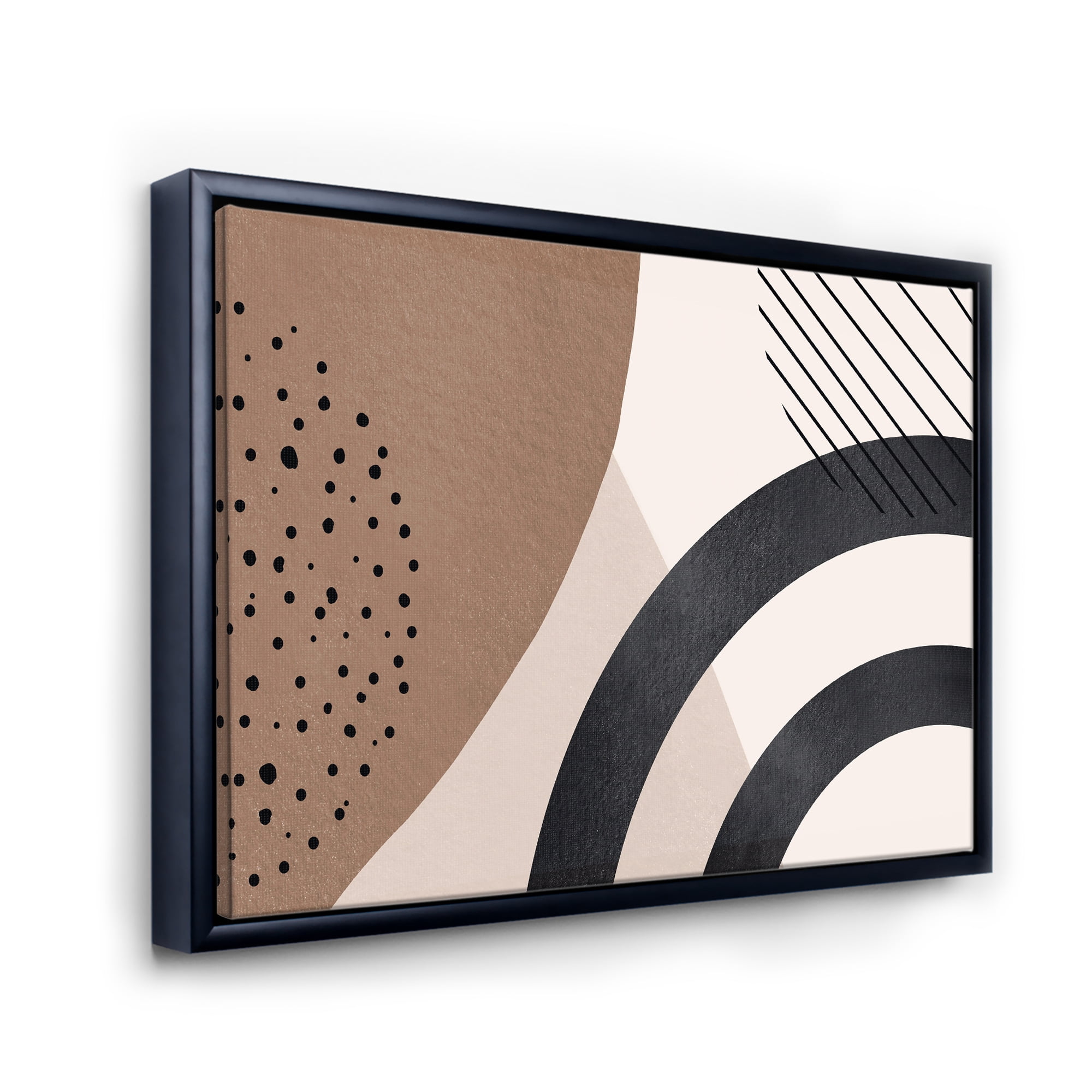 Designart 'Abstract Ivory Shapes and Shapes in Terracotta III' Modern Framed Canvas Wall Art Print