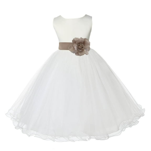 Ekidsbridal Satin Ivory Champagne Tulle Rattail Flower Girl Dress for Baptism Wedding Mini Bridal Gown 829T 10