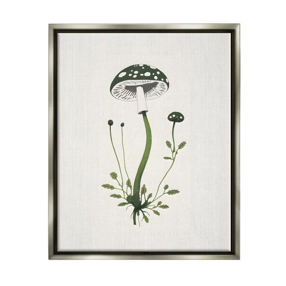 Stupell Industries Minimal Spotted Mushroom Botanical & Floral Painting Gray Floater Framed Canvas Art Print Wall Art, 25 x 31