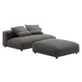 thumbnail image 1 of Solace Modular Upholstered Fabric Armless Loveseat and Ottoman Set in Charcoal, 1 of 11