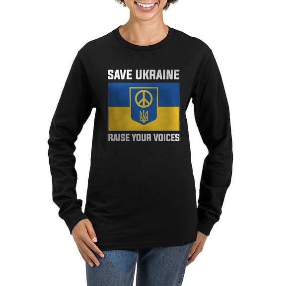 CafePress - Save Ukraine Raise Your Voices Women's Long Sleeve - Women's Long Sleeve Graphic Tee Casual Fit