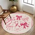 thumbnail image 2 of Round Area Rug 6 Ft, Valentine's Day Washable Non-Slip Circle Carpet for Living Room/Bedroom, Pink Bows Romantic Love Heart Vintage Plaid Low-Profile Indoor Mats Collection Rugs for Residential, 2 of 8