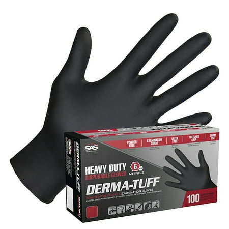 Sas Safety SAS-66588 6 Mil Derma-Tuff Powder-Free Exam Grade Nitrile Disposable Gloves - Large - Pack of 100