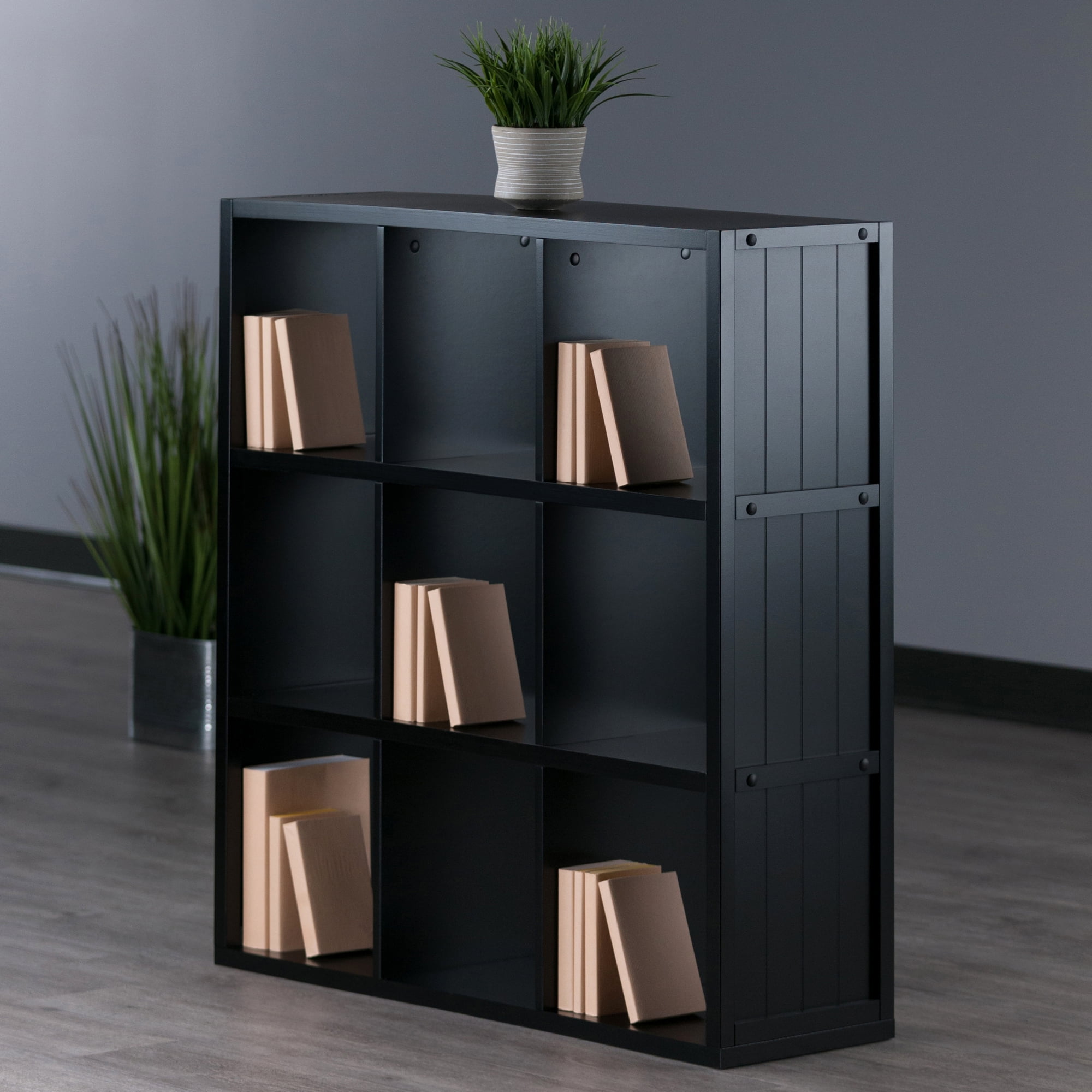 Winsome Wood Timothy 3x3 Storage Cube Shelf, Black Finish