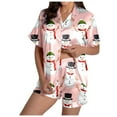 thumbnail image 3 of Postpartum Recovery Lounge Sets – Comfortable Pajama Sets for Women, Soft Sleepwear Women's Snowman Print Short Sleeve Top & Shorts Pajama Set Festive Christmas Sleepwear Ensemble, 3 of 7