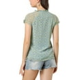 thumbnail image 3 of DARING DIVA Women's Ruffle V Neck Cap Sleeve Chiffon Floral Blouse Top M Light Blue, 3 of 6