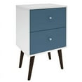 thumbnail image 2 of Manhattan Comfort Liberty 2-Drawer Solid Wood End Table in White/Aqua Blue, 2 of 9