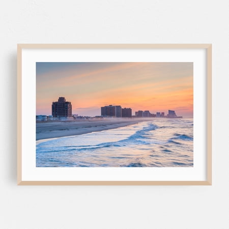 Sunrise Atlantic - Ventnor City New Jersey Photography Oak Framed Wall Art Print 24 x 36 inches
