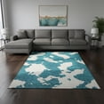 thumbnail image 2 of HomeRoots 677056 8 x 10 ft. Teal & Ivory Abstract Transitional Washable Machine Made Rectangle Area Rug with UV Protection, 2 of 9